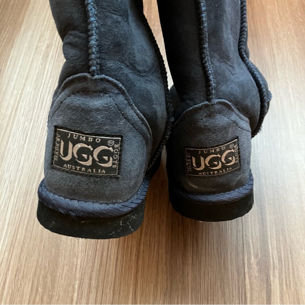 UGG Jumbo Classic Tall Navy Blue Sheepskin Boots - Picture 7 of 12